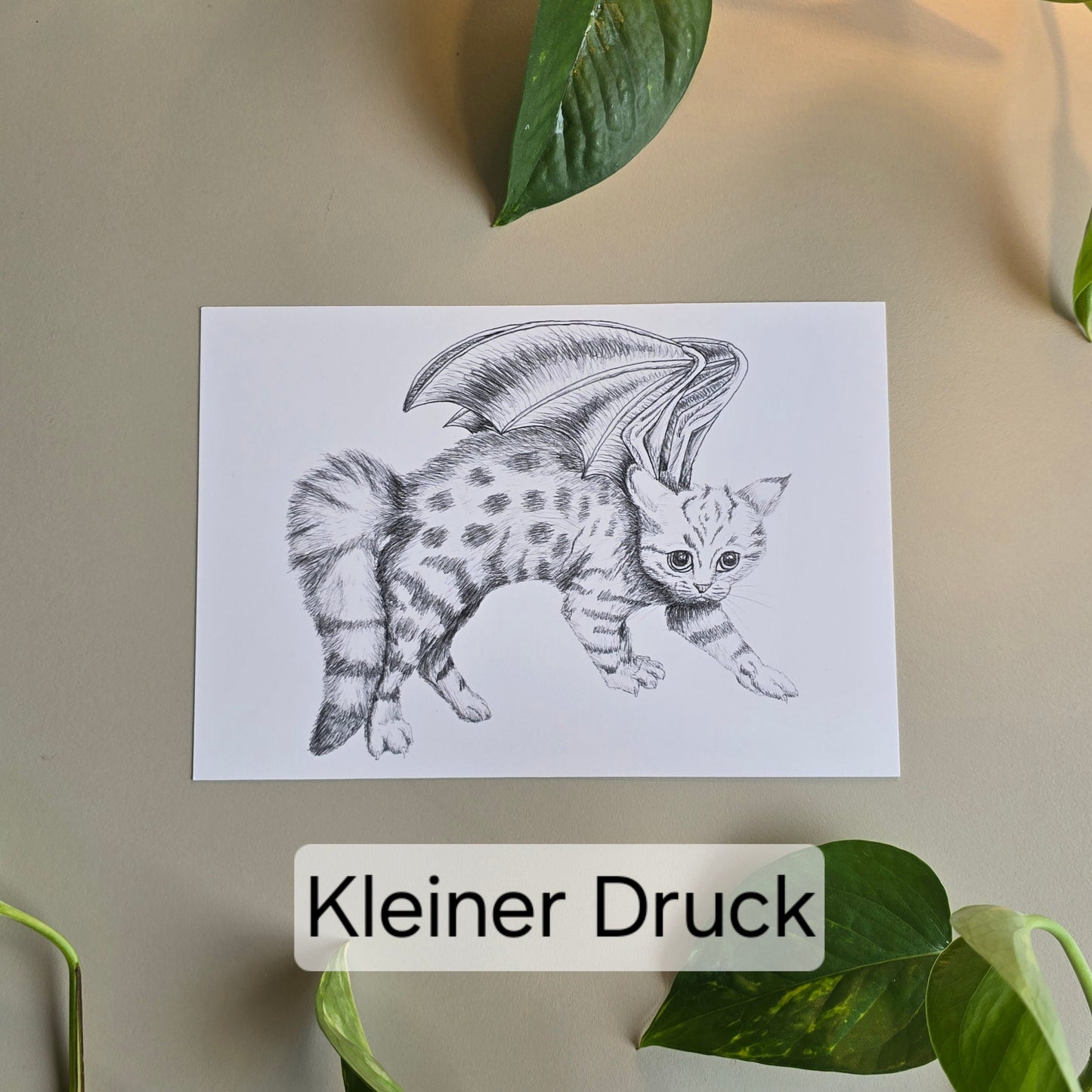 Druck/ Fabelwesen/ geflügelte Katze